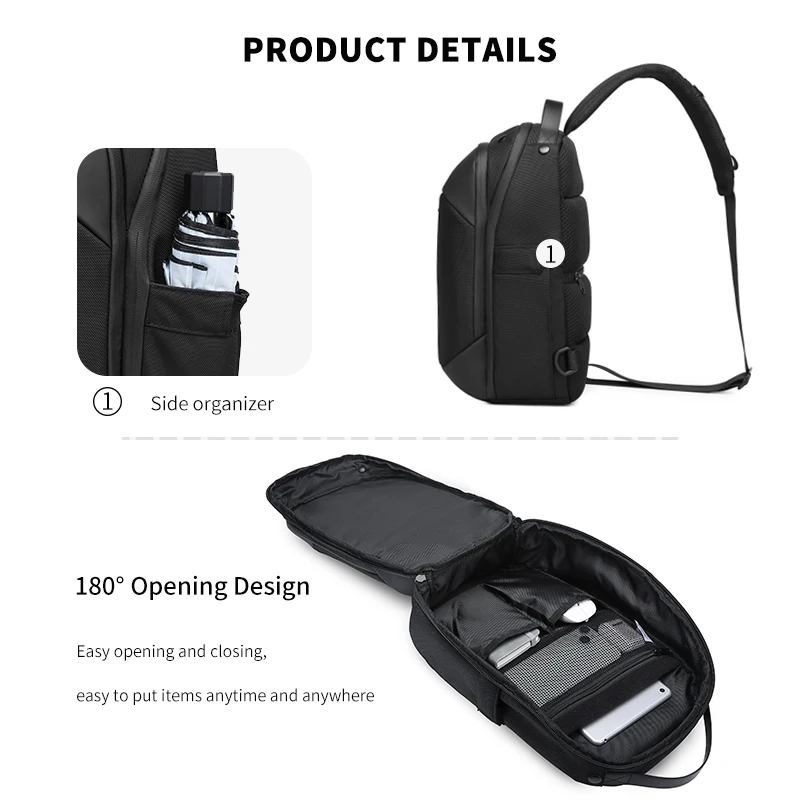 OZUKO Large Capacity Men Sling Chest Bag Waterproof Casual Shoulder Bags for Male Crossbody Bag Multi-compartment Messenger Bag