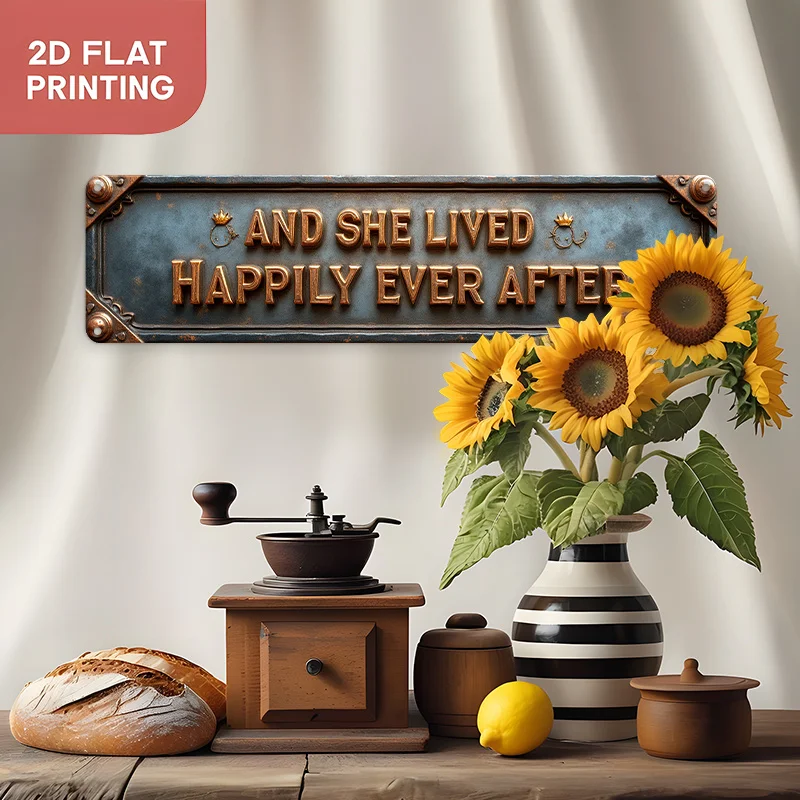 2D Flat - A Vintage-style Decorative Aluminum Wall Sign Featuring The Phrase 