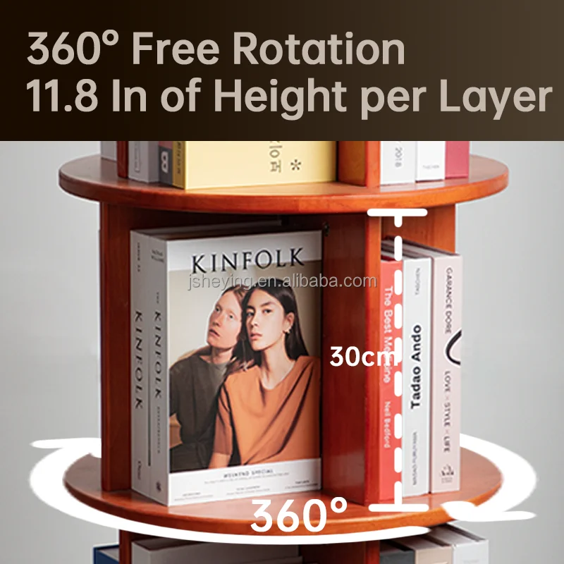 Popular Multi-layer Rotating Children's Bookshelf Bookcase Wooden 360 Degree Rotating Bookshelf Children Storage Bookshelf