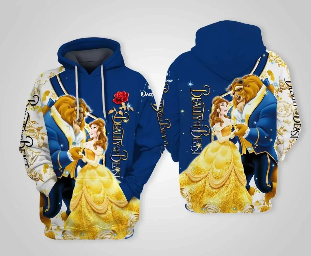 New Disney Cartoon Children's Hoodie 3D Printed Beauty and the Beast Pattern Men and Women Hoodie Street Style Casual Sweater