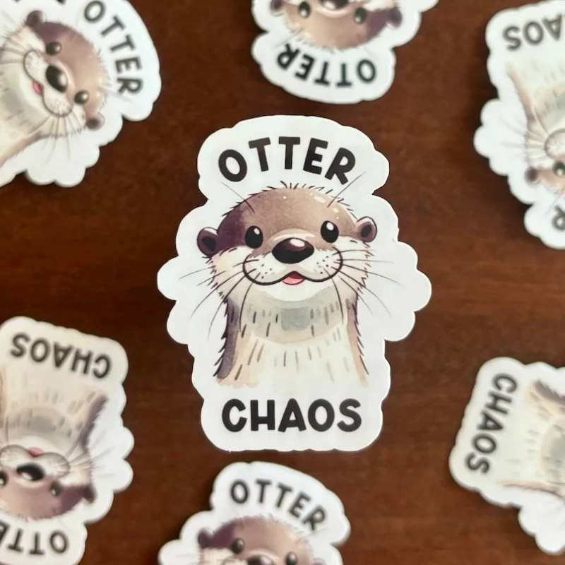 

Otter Chaos Sticker - Cute Animal Vinyl Stickers，With a fun design，Suitable for Laptop、Laptop、Water Bottle