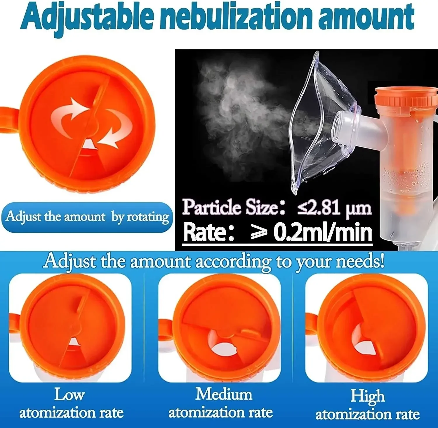 Máquina nebulizadora de compressor portátil para adultos e crianças, asma tosse com máscara nebulizadora, bocal e tubulação para uso doméstico