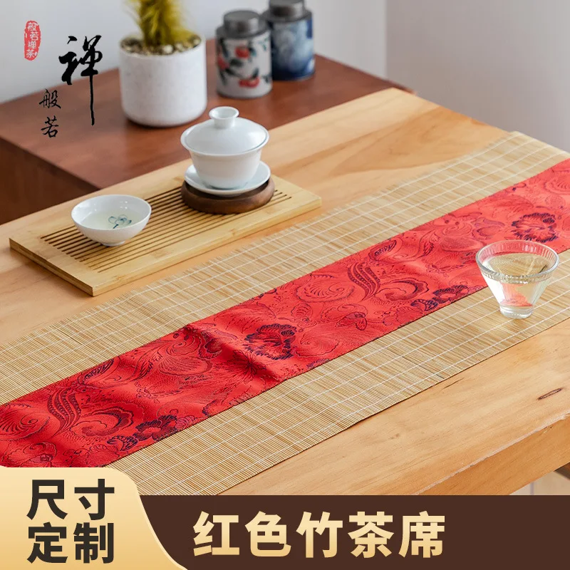 Multi Purpose Bamboo Tea Mats Coasters Thermal Insulation Mats Partition Curtain Table Flag Wall Decoration Smallpox Ceiling