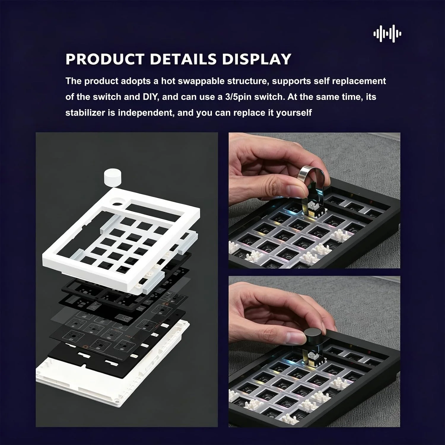 ZUOYA GMK21 Wireless Mechanical Keyboard KIT 21 Keys Tri-Mode Bluetooth 2.4g Wired Hot Swap Number Keyboard Kit Support VIA/QMK