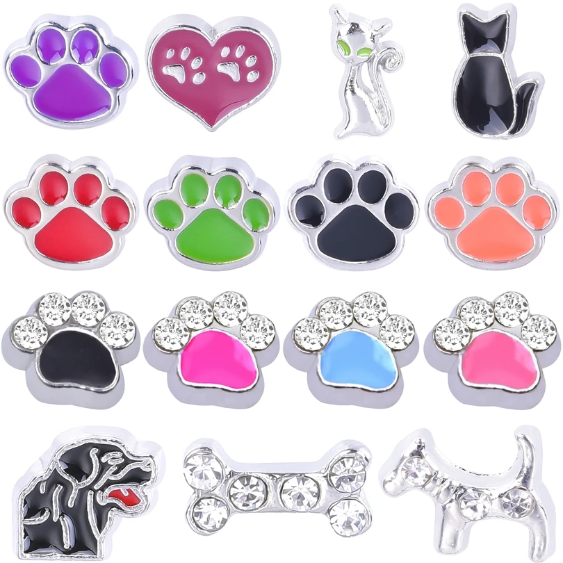 

20pcs Animal Cat Dog Footprint Oil Drip Fashion Pendant Charms For Jewelry Making Diy Floating Charm Earring Keychain Material