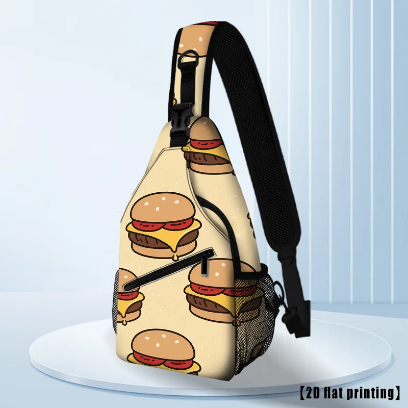 

Сумка-слинг с принтом чизбургера, забавная сумка через плечо с мультяшным рисунком бургера, легкая регулируемая сумка через плечо для еды