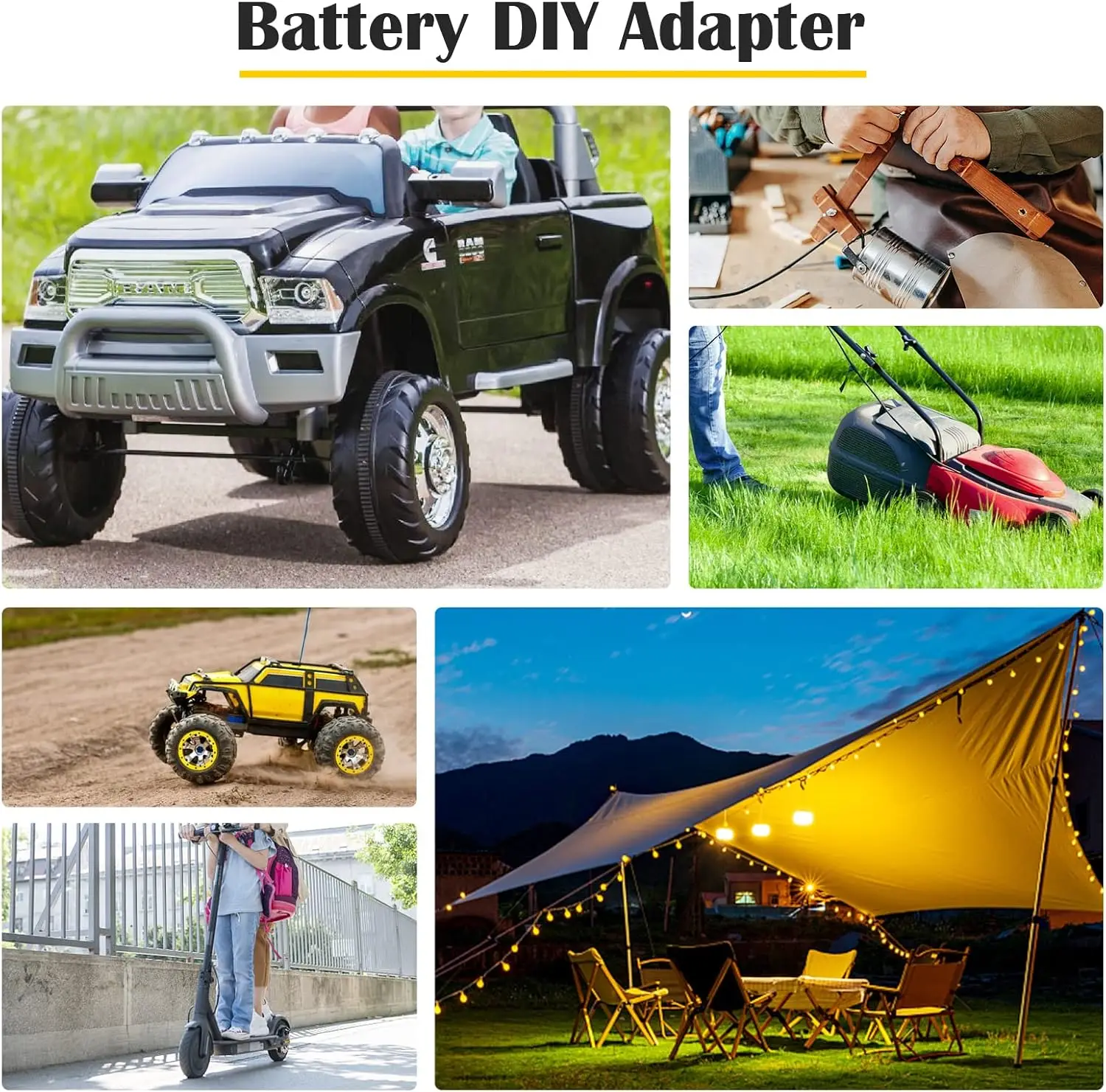 Lithium Battery Adapter Converter  for Dewalt 10.8V-12V  Li-Ion Battery with 14 AWG Wires DIY Power Wheels Tool