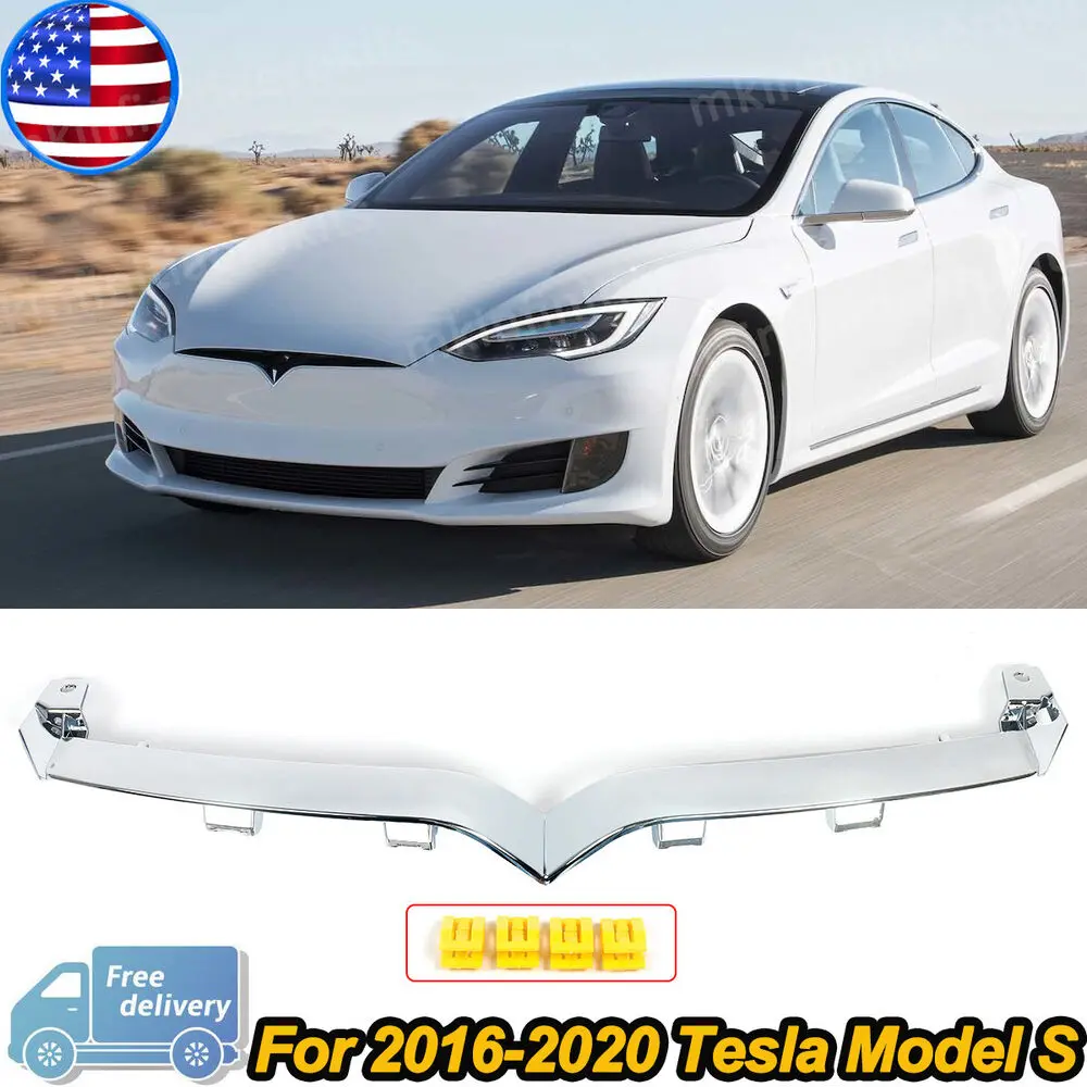 

High Quality ABS Front Bumper Grille Trim Molding Chrome Decorative Cover Accessories For 2016-2021 Tesla Model S 1065233-00-D