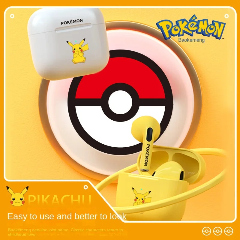 Nowe słuchawki Bluetooth Pokémon Co markowe Pikachu z prawdziwą redukcją szumów bezprzewodowy Sport w ucho Pok é mon wysokiej jakości dźwięku