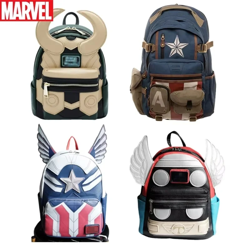 Marvel Backpack Film And Television Merchandise  Avengers Loki Captain America Student Backpack Travel Backpack Xmas Kids Gifts