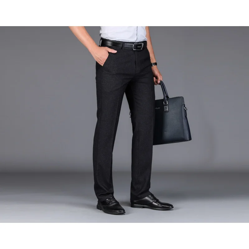 Middle-Aged Business Suit Pants Men's Summer Loose plus Size Straight Versatile Simple Classic Office High-End Casual Pants