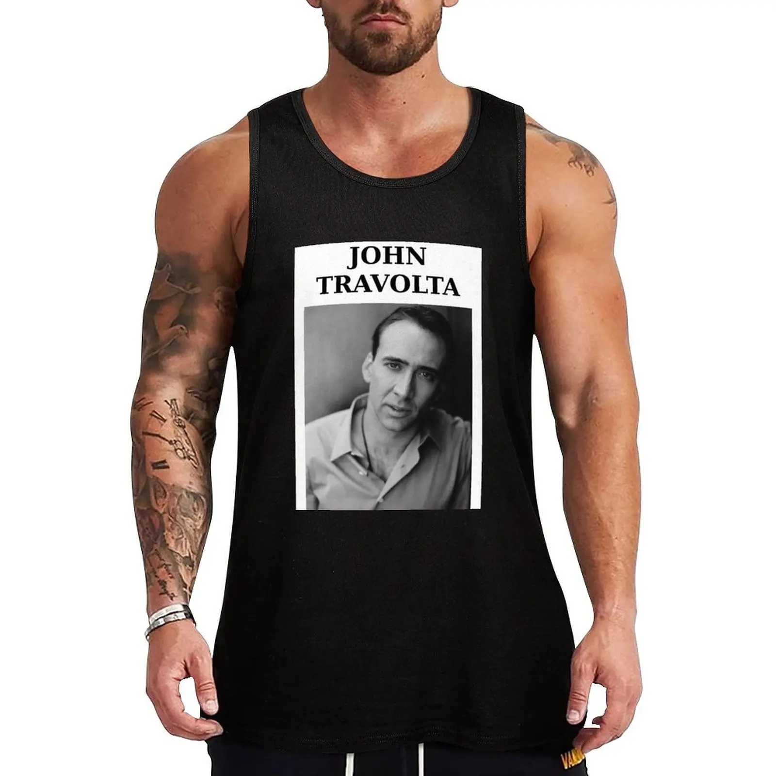 Nicolas Travolta... John Jaula... ¿WTF? Camiseta sin mangas de verano para gimnasio, camisetas de baloncesto masculino