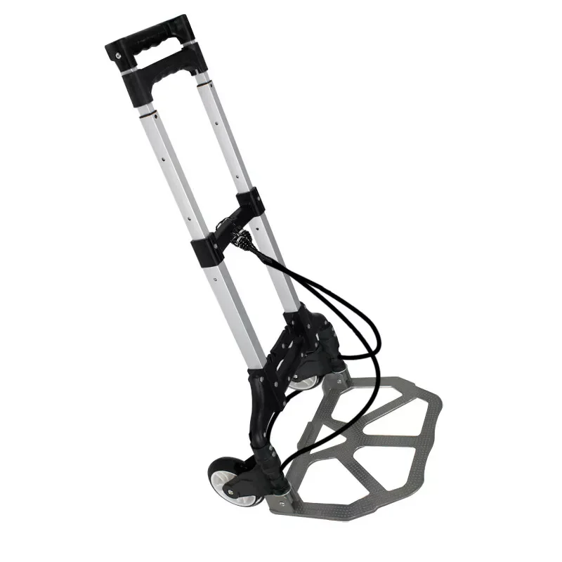 176 lbs Folding Aluminium Cart Luggage Trolley Hand Truck with Black Bungee Cord