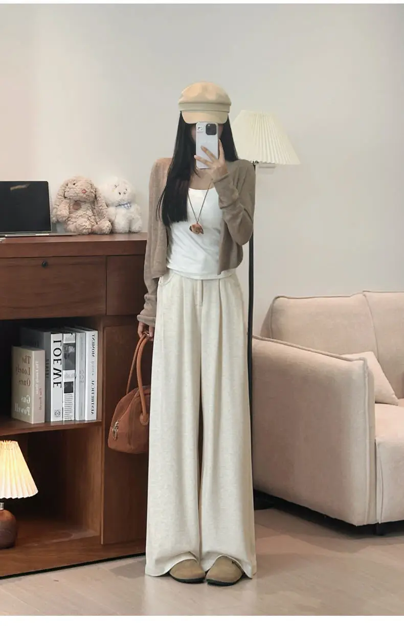 Wide Leg Pants Zip Pocket Womens Fall Corduroy Vertical Trackpants Lady Tailored Commute Embroidery Professional Unique Jacquard