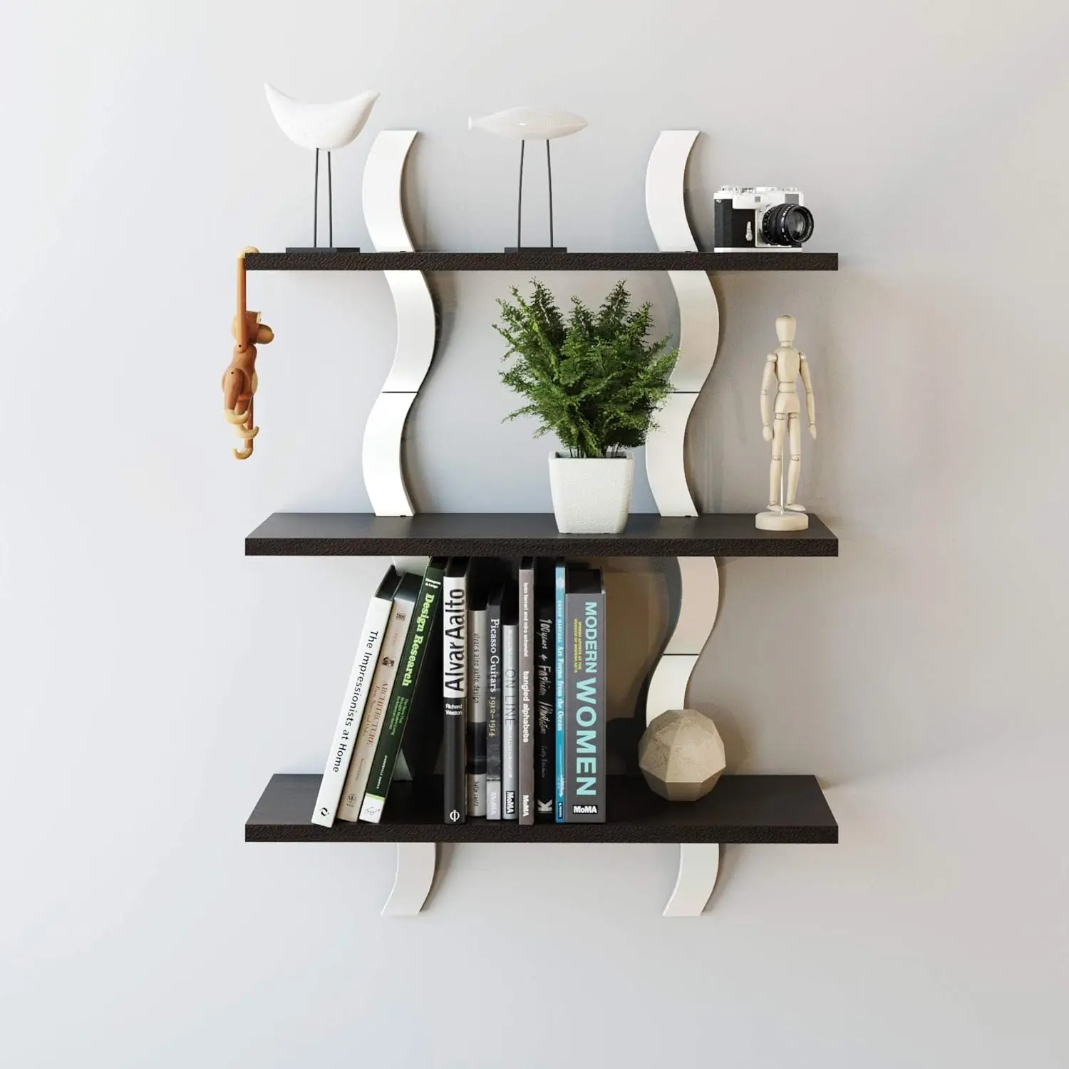 

3-Level Shelving System Brown Modern Contemporary Abs Melamine Particle Board Espresso Finish Includes Hardware