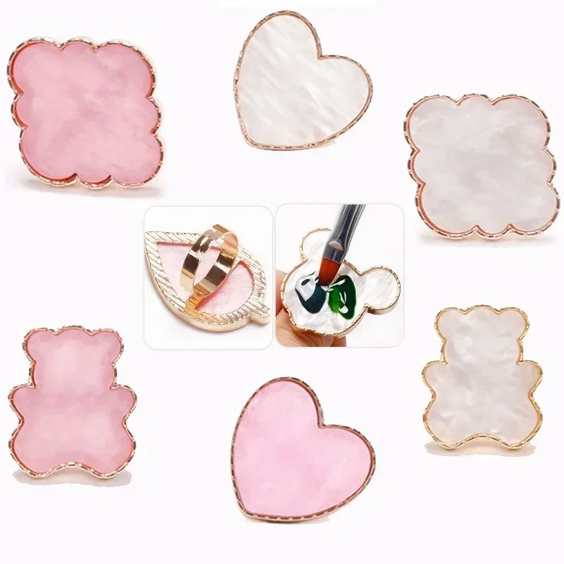 Nail Ring Easy To Clean Dyeing Plate Palette Ring Nail Palette For Mixing Fashion Heart Nails Accessories Tools For Manicure