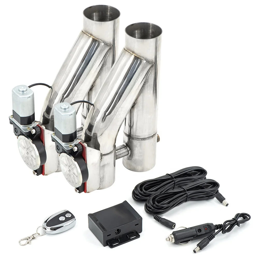 

2Pcs Stainless Steel Double Valve Exhaust Cutout Pipe Muffler Bypass Exhaust Trim Down Tube Wireless Remote Controller
