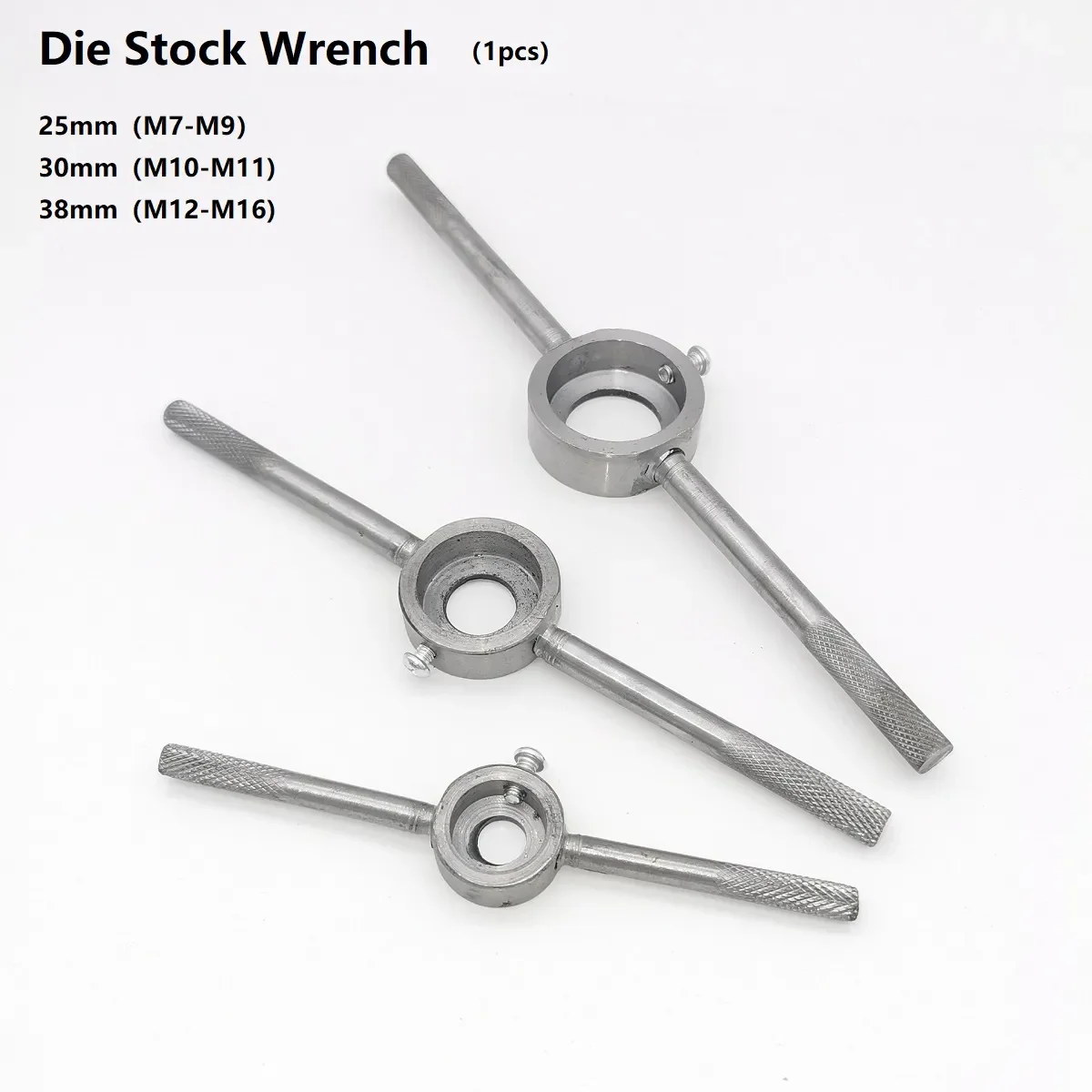 25 38 30mm ID Round Die Stock Handle Wrench For Round Die Adjustable Die Holder Dies Threading Tools M7-M16 Hand Tapping Kit