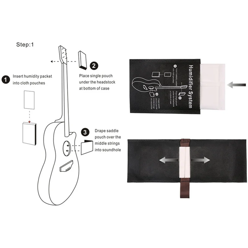 

ABJM-2X Guitar Automatic Humidifier Set Acoustic Guitar Two-Way Humidity Adjustment Package Classical Folk Guitar Humidifier