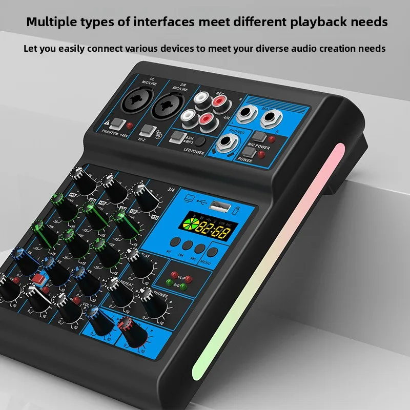 

UT4 4channel mixing console recording sound card live streaming for home use type-c professional DJ Bluetooth,RGB mixing console