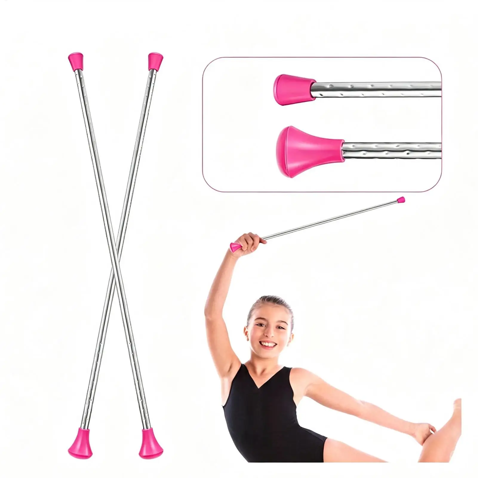 Batons For Twirling Stainless Steel Non-Slip Dancing Twirling Wand 21-inch Aerobics Dancer Streamer Baton For Gym Stage Parade