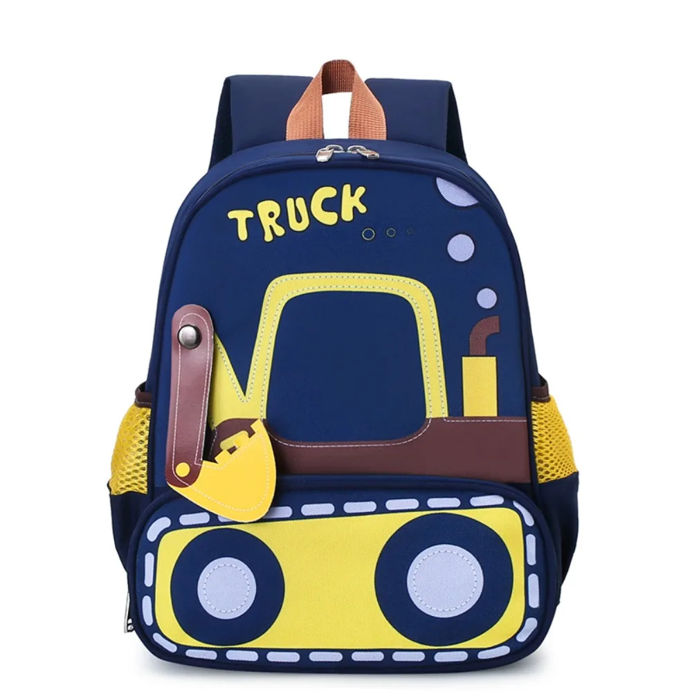 Cartoon Excavator Children School Bags Adjustable Straps Lightweight Kindergarten Schoolbag Spacious Compartment