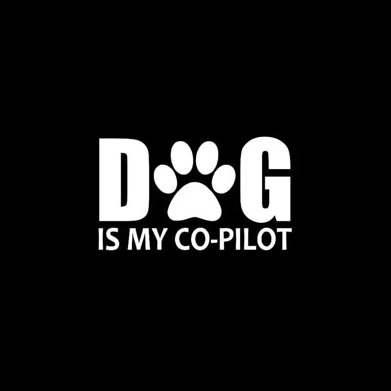 DOG IS MY CO-PILOT Decal  Vinyl Car Sticker Dog on Board Puppy Black/Silver,17CM*10.2CM