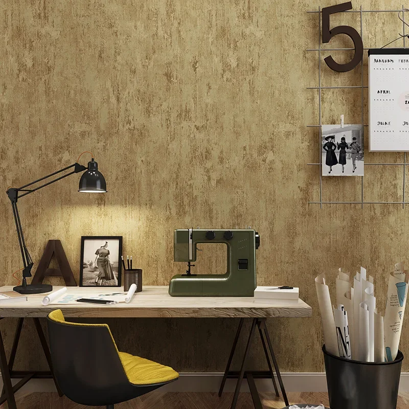 American Country Dark Green Wallpaper Solid Color Retro Nostalgic Style Bedroom Living Room Non-Woven Background Wallpaper