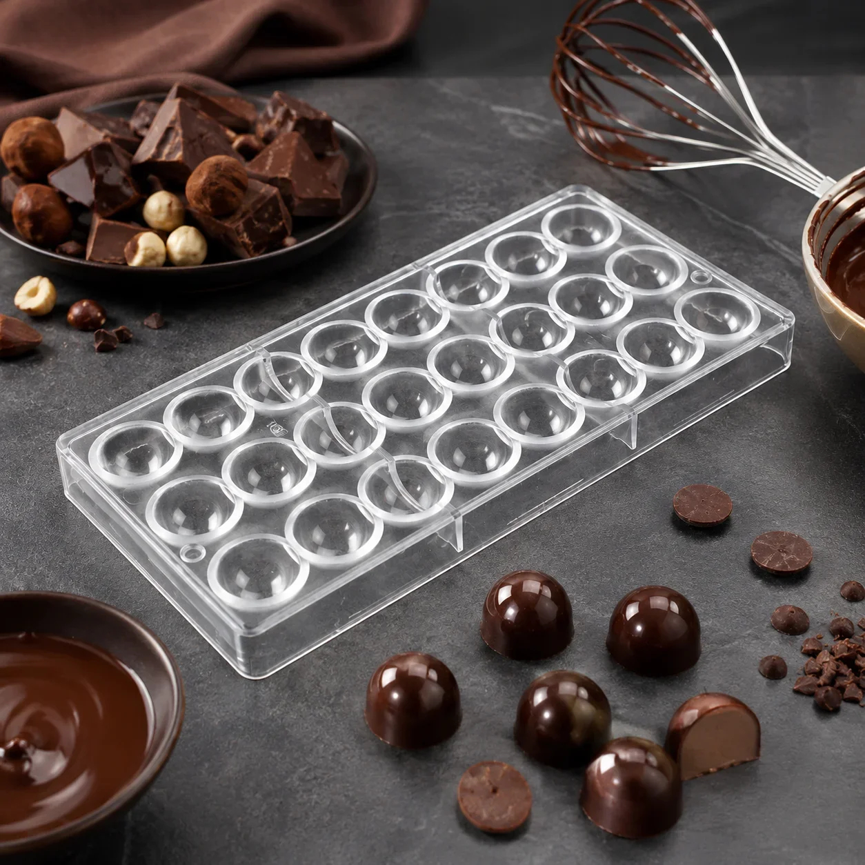 Polycarbonate Chocolate Mold 24 Cavity 3cm Hemisphere Half Sphere Truffle Hot Chocolate Bomb Candy Mould DIY Baking Accessory
