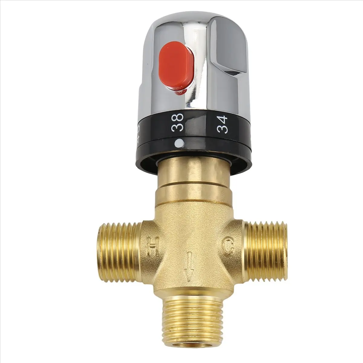 (。_。) Thermostatic Mixing Valve Solid Brass G1/2 for Shower System Water Temperature Control Pipe Basin Thermostat Control