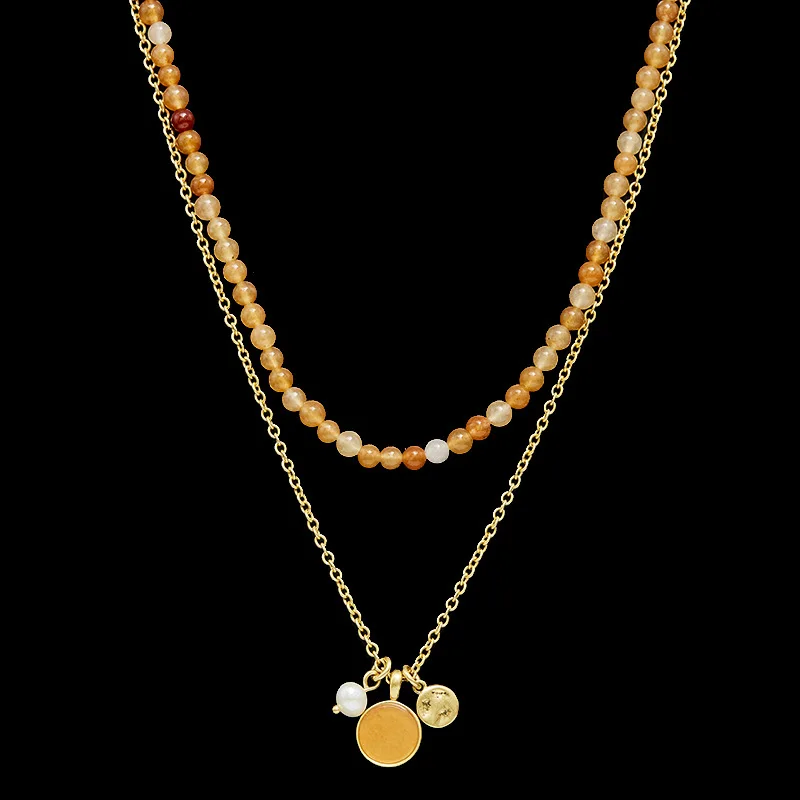 

New in Statement Medieval Fashion Retro Style Round Pearl Multi-pendant Double-layer Necklace a Multi-wear Beaded Clavicle Chain