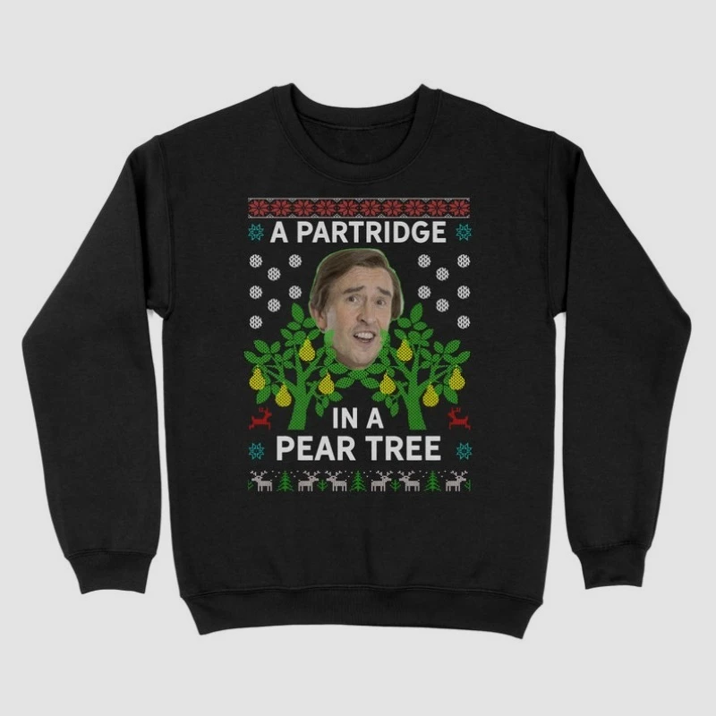 Alan Partridge Suéter navideño Un partridge en un árbol de pera Jersey navideño Alan Partridge Sudadera navideña Sudadera con capucha Camisa térmica