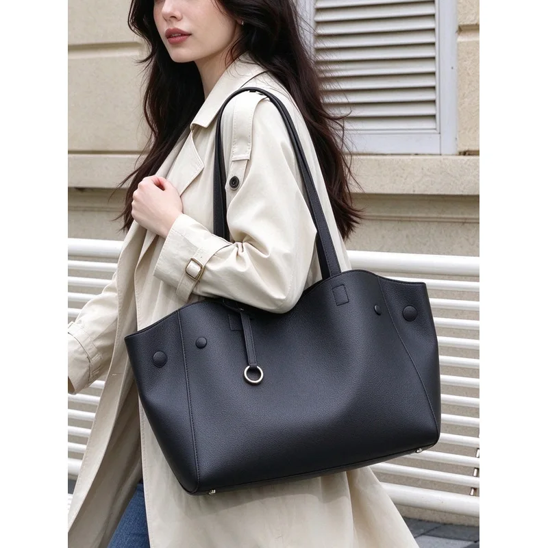 Genuine Leather business tote bag large capacity multifunctional computer bag, women's high-end single shoulder handbag wing bag