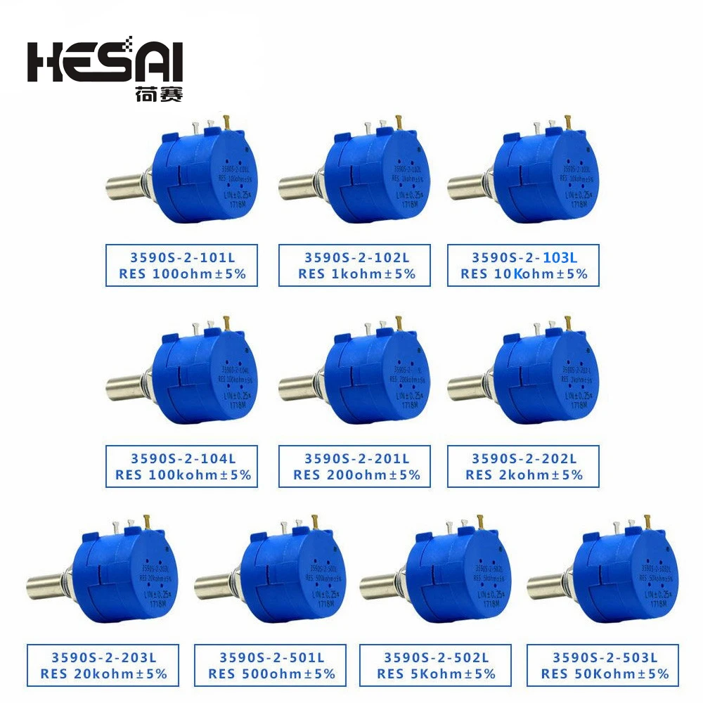 

3590S-2-103L 3590S 10K ohm Precision Multiturn Potentiometer 10 Ring Adjustable Resistor 3590S 500 1K 2K 5K 20K 50K 100K ohm