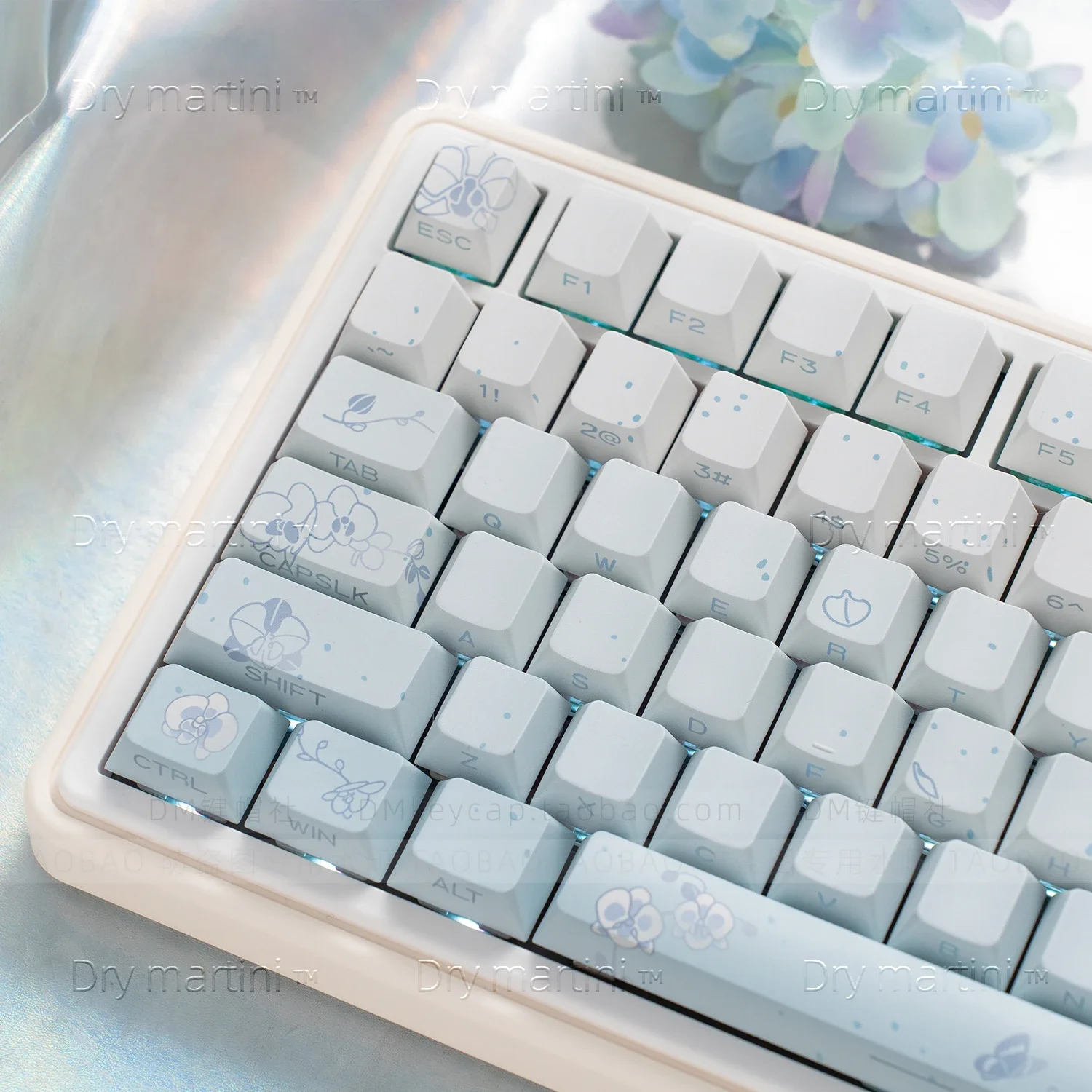 130 Keys Side Carving Translucent KeycapsMisty Butterfly Themed Keycaps PBT Double Shot Chreey Keycaps for MX Mechanical Keyboar