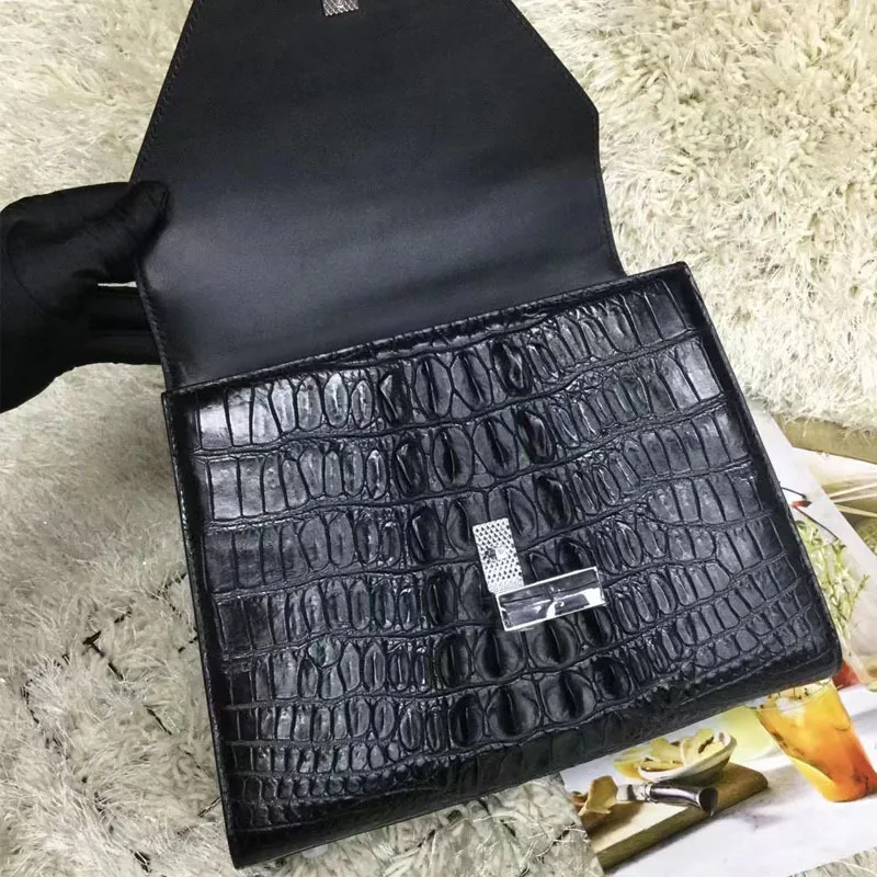 Sac à main en cuir de crocodile véritable pour femme, sac messager initié, sac à main tête de mort, grande capacité, mode de luxe, nouveau, 45, 2023