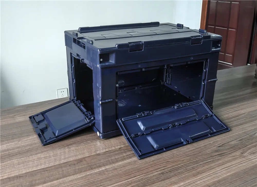 Лидер продаж, темно-синий цвет, 50 л, для кемпинга, для домашнего хранения, высококачественный пластиковый складной ящик для хранения с открытой передней частью