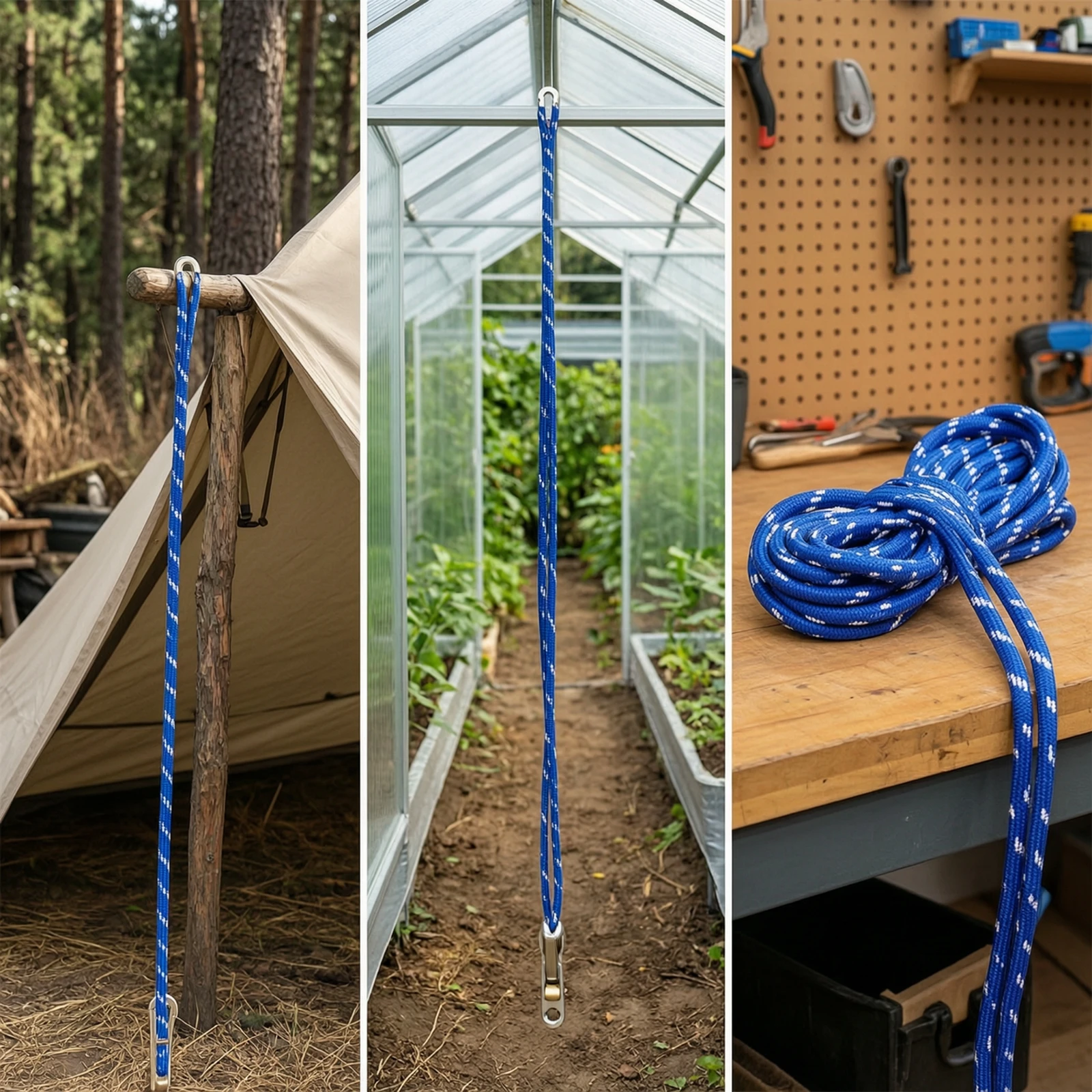 Rope Tensioner with Pulley Spring-Loaded Guyline Tensioner Clothesline Pulley Compact Hardware Anti-Slip for Campers, Camping