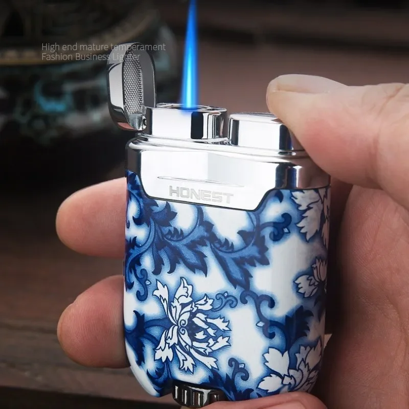 Honest Celadon Lighters for Men, Metal, Electronic Ignition, Jet Lighters, High-End, Windproof Torch, Smoking Gift, New