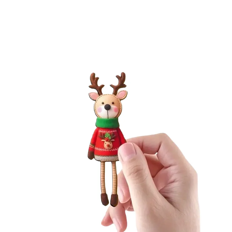 16 pçs 2d colorido rena de natal ornamento de madeira 2025 natal dos desenhos animados pendurado ornamentos para casa 2026 presente de ano novo