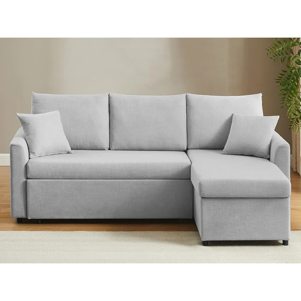 

L Shaped Convertible Sleeper Sofa Bed, 84" Sectional Couch for Living Room - Dual USB-C Charging, Pull Out Bed, Reversible Chais