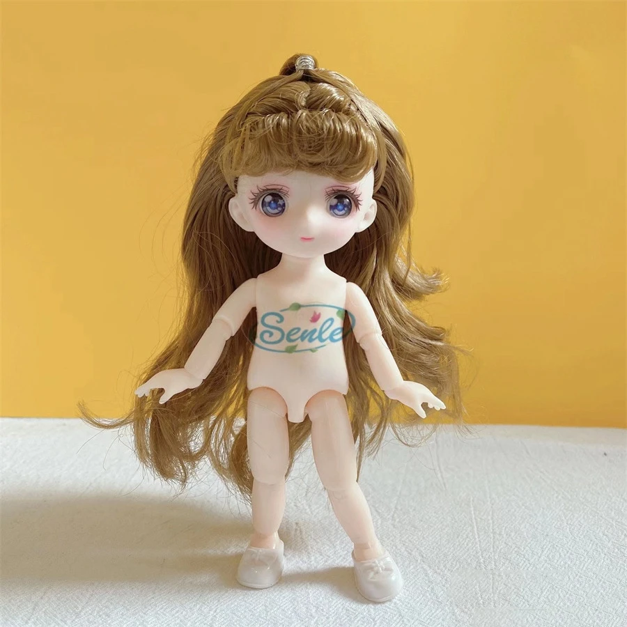 1/8 BJD 인형 관절 가동 인형, 멀티 컬러 헤어, 귀여운 인형, 어린이 소녀 장난감 선물, 17cm