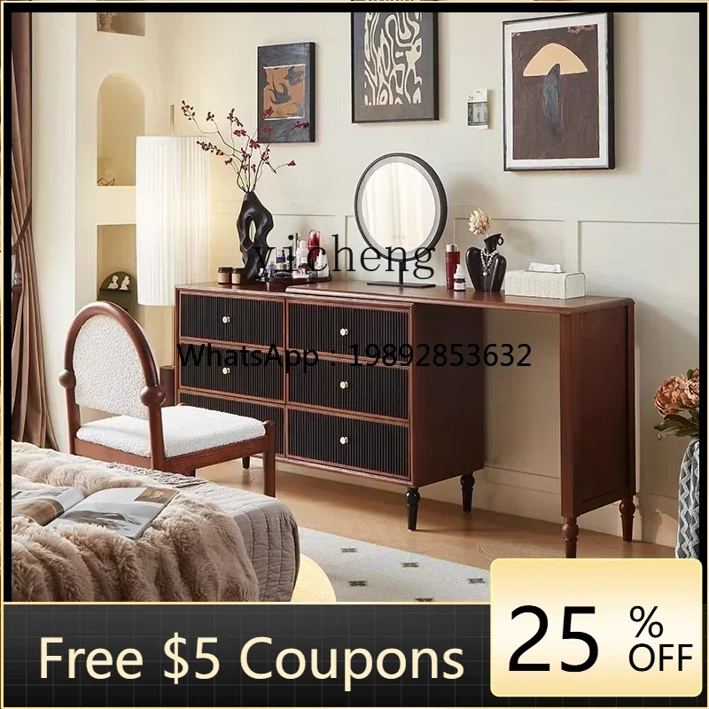 AA  retro solid wood dresser chest cabinet integrated ash wood medium ancient style dressing table bedroom storage cabinet