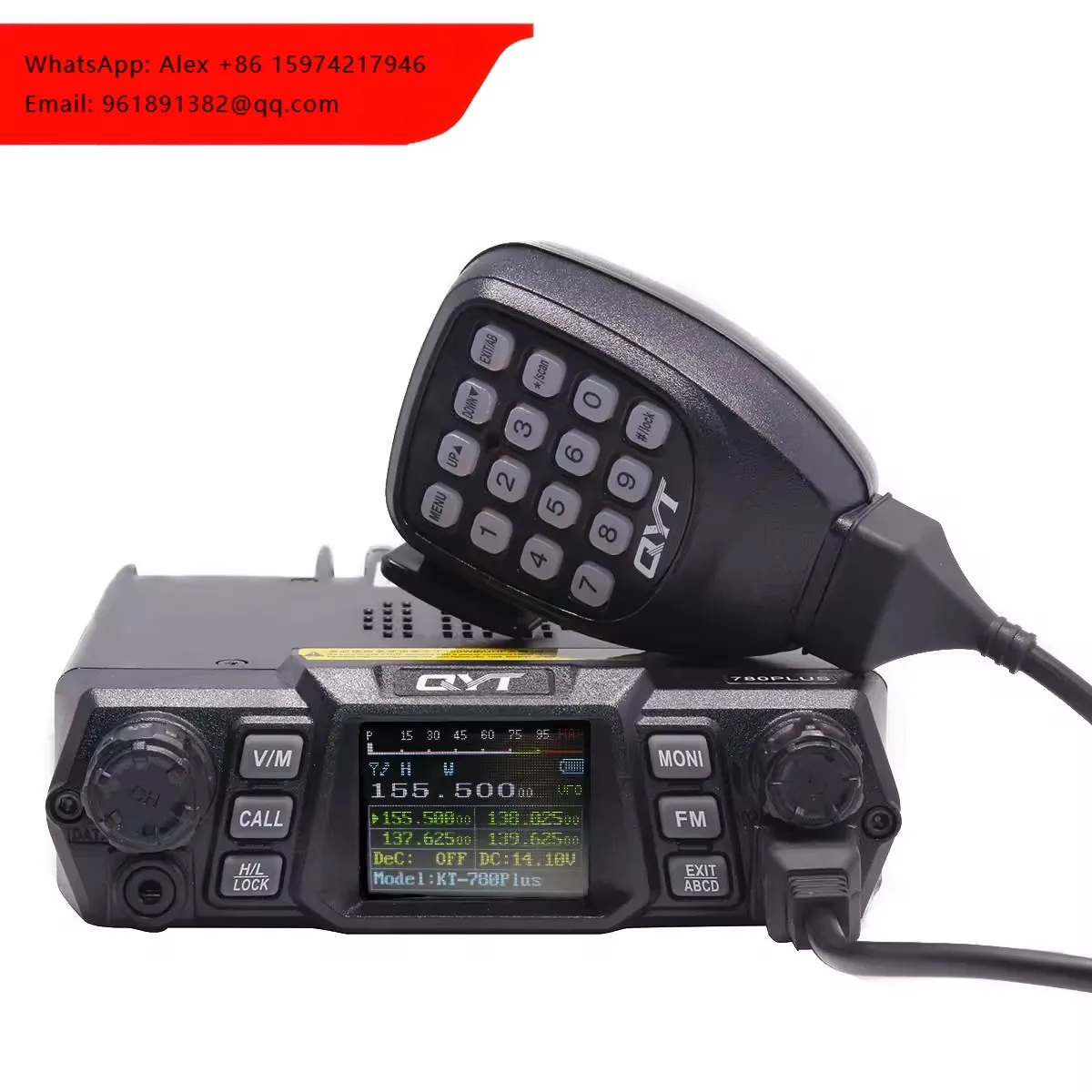 

Радиостанция QYT KT-780 10W для автомобиля, оптовая продажа, цифровая, дальнего действия, 100W, 136-174 МГц