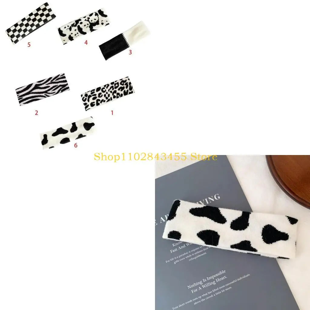 

49MC Unisex Couple Sports Headwrap Cow Pattern Crochet Knit Turban Headband