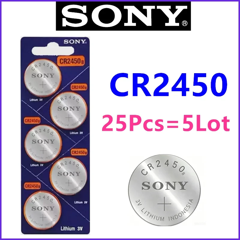 25Pcs Original SONY CR2450 For Remote Control Watch Toys LED Light Button Coin Cell DL2050 BR2450 LM2450 KCR5029 5029LC