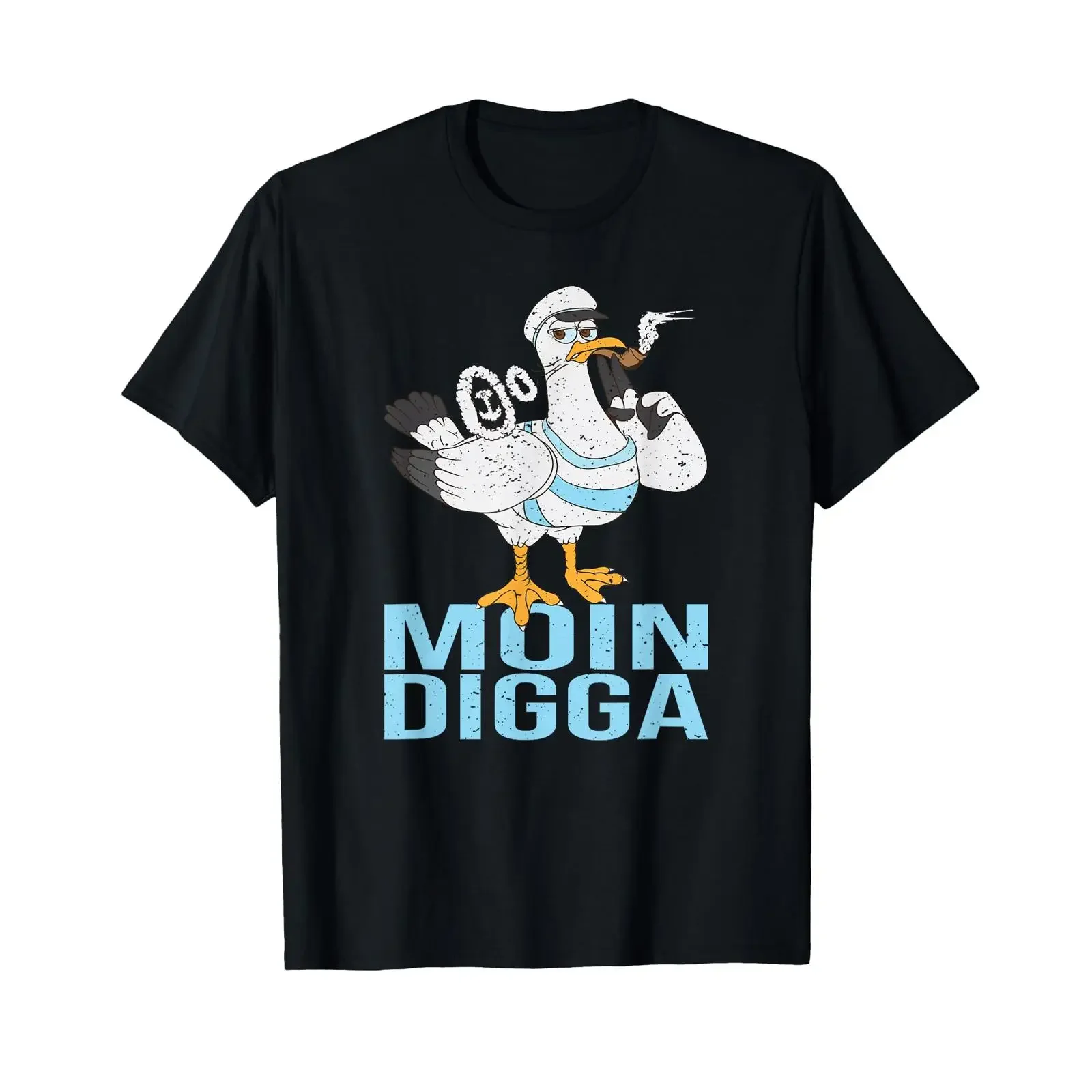 Moin Digga Seagull North German Anchor Harbour Saying Nordlicht T Shirt vintage Washed Unisex Breathable Soft Slightly
