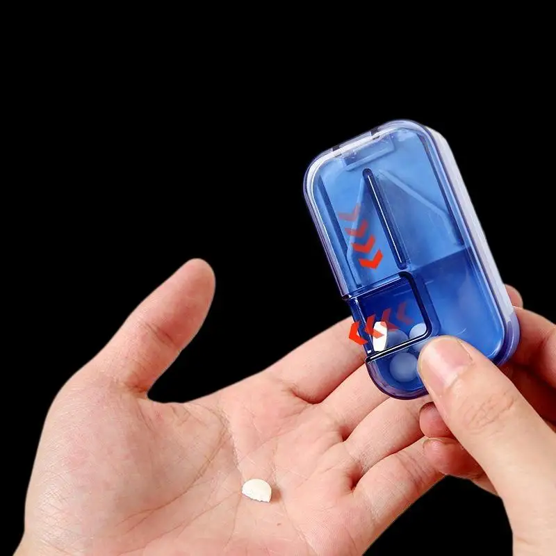 Multifunctional Medicine Tablet Cutter Pill Cutter Tablet Storage Box Medication Splitter Mini Portable Pill Dispenser
