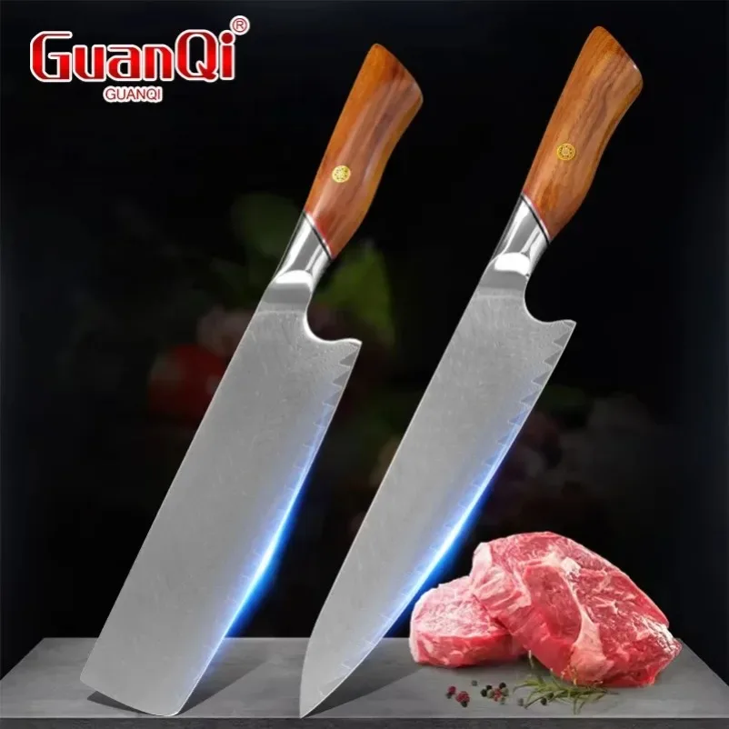 

Дамасская сталь, деревянная ручка, кухонный нож, тесак для мяса, нож для обвалки рыбы, нарезка овощей, мясной нож, профессиональный нож шеф-повара