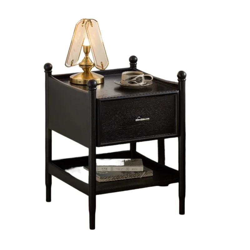 

Medieval solid wood bedside table Small simple modern 2025 new light luxury high-end bedroom locker